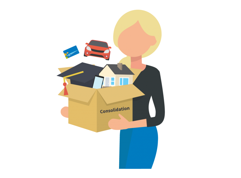 Woman holding box with items in it