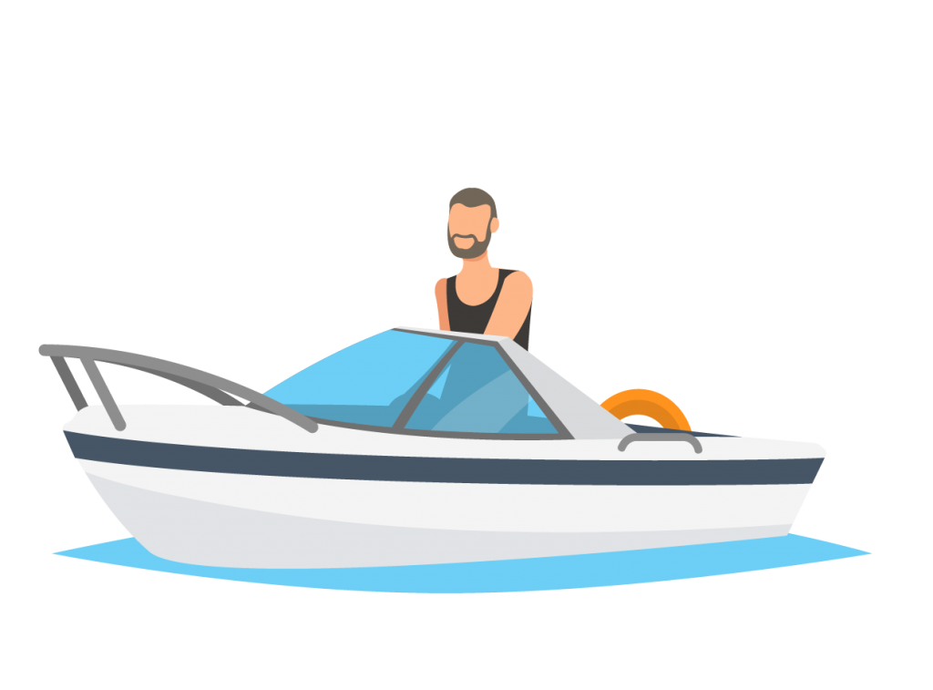 Man driving boat
