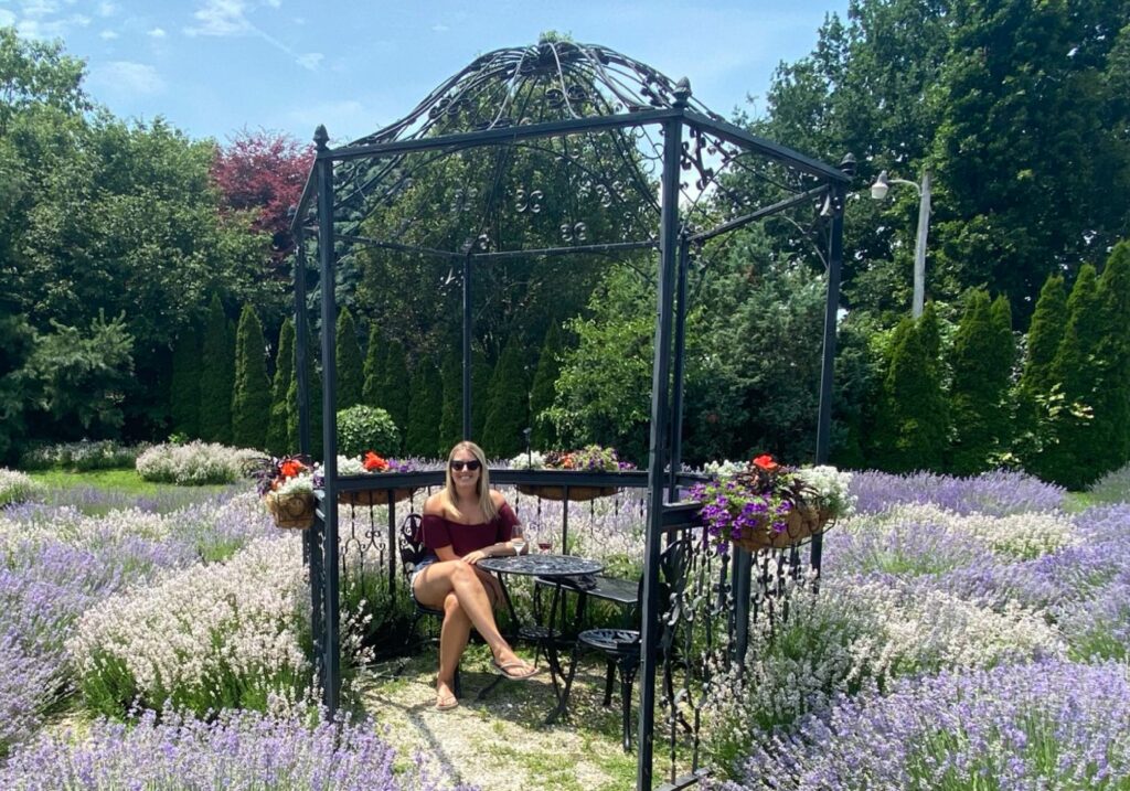 Girl sitting in garden