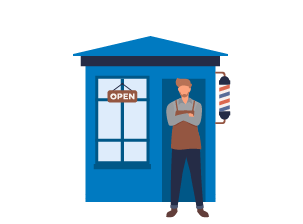 Person standing in front of a barber shop