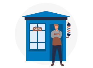 Person standing in front of a barber shop