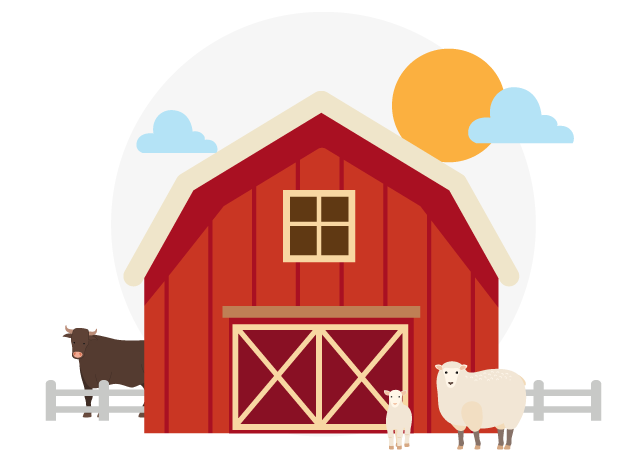 Barn with farm animals