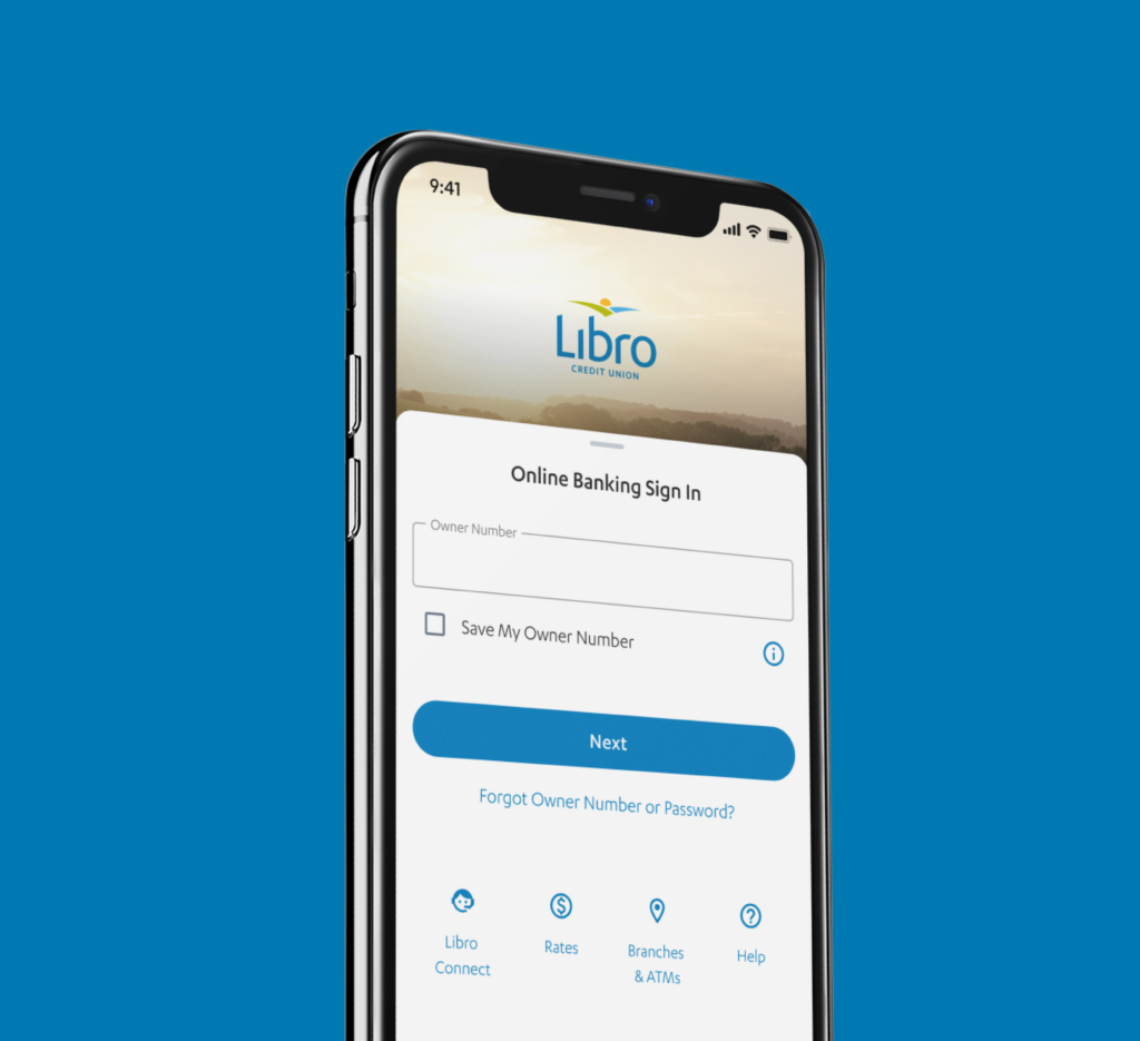 An image of a mobile device showing a login screen to mobile app