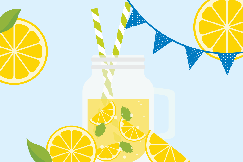 Cartoon image of a large container of lemonade