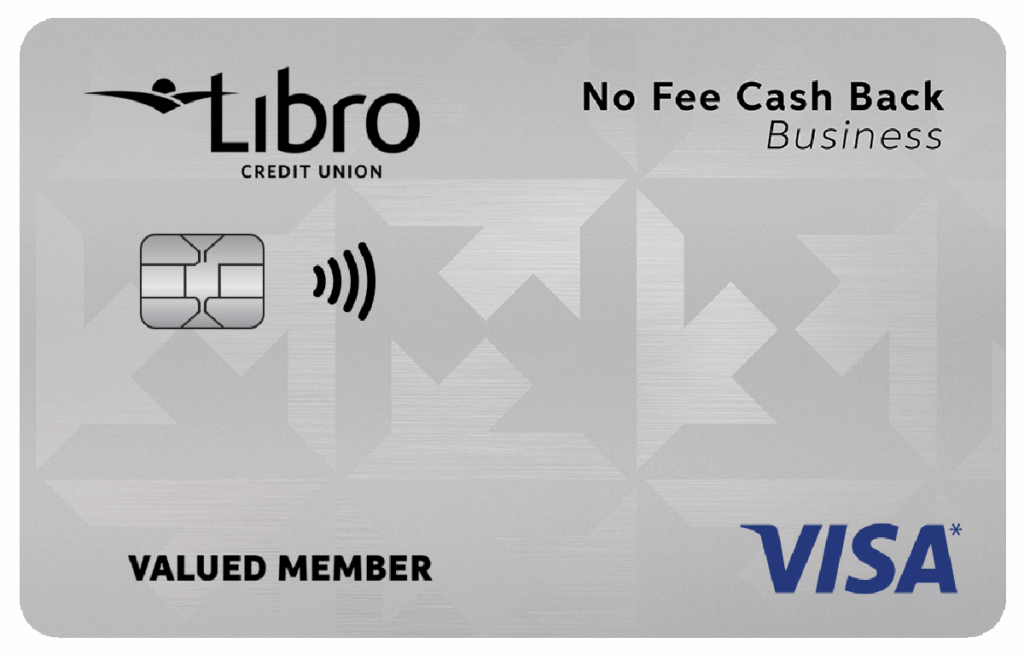 A silver Libro Credit Union Visa card labeled 