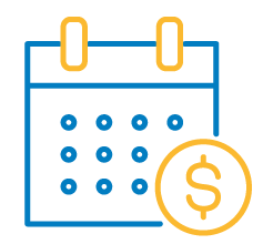 Icon of a calendar with a dollar sign, representing financial planning or scheduled payments.
